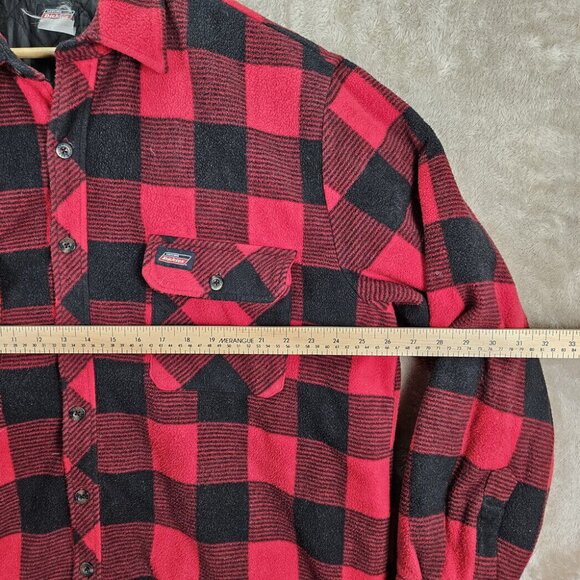 Dickies Jacket  Buffalo Plaid Button Men's Size L Red Flannel Long Sleeve - Picture 4 of 10